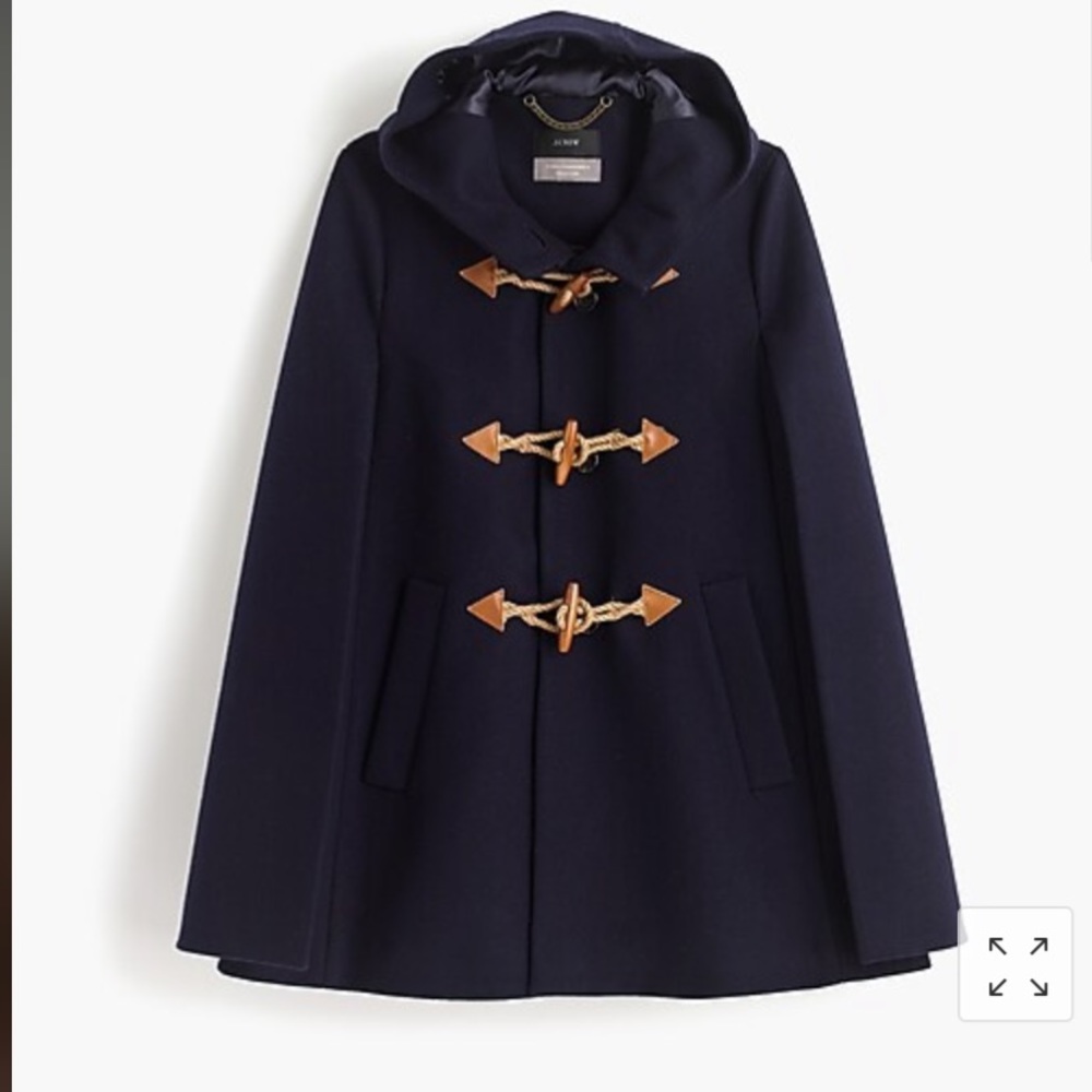 JCrew Wool Cashmere Toggle Cape Coat